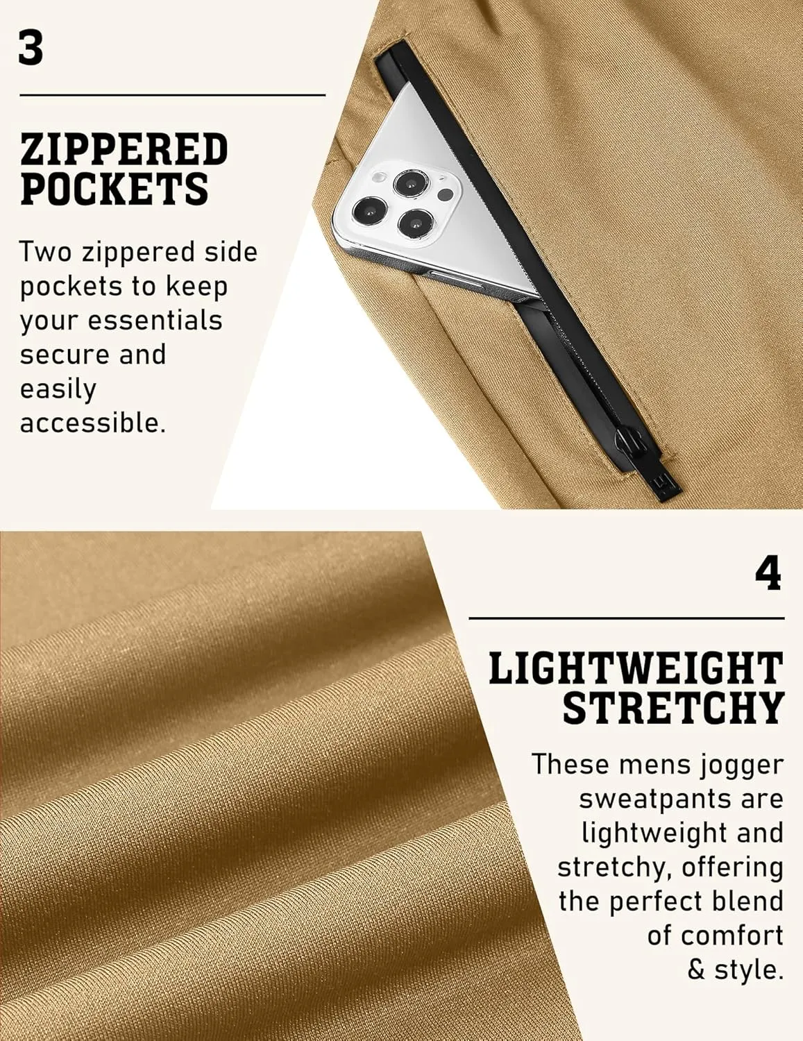COOFANDY Men's Joggers Drawstring Jogger Sweatpants with Zipper Pockets Lightweight Slim Fit Athletic Track Pants
