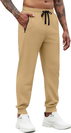 COOFANDY Men's Joggers Drawstring Jogger Sweatpants with Zipper Pockets Lightweight Slim Fit Athletic Track Pants