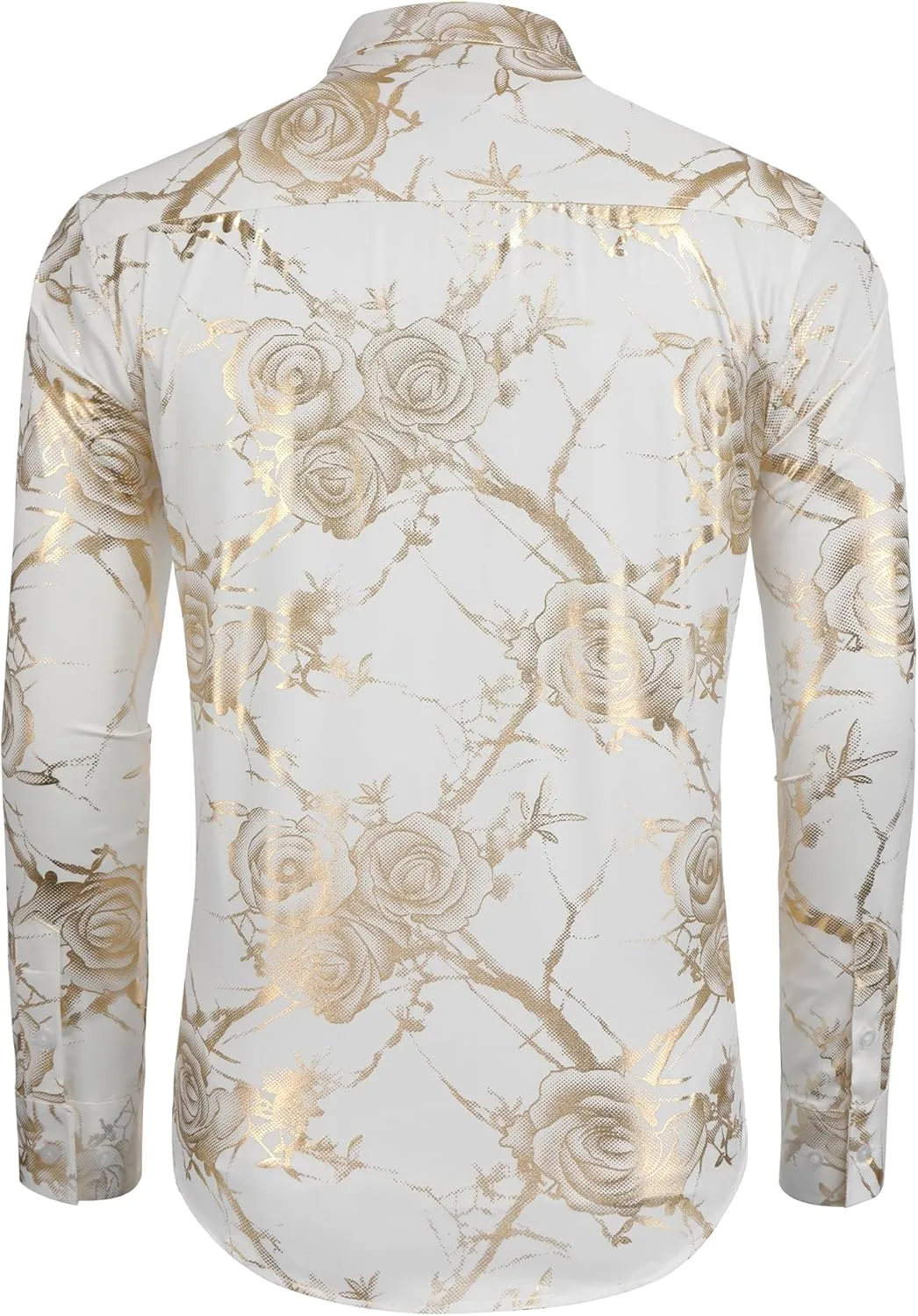 COOFANDY Men's Paisley Shirt Luxury Disco Long Sleeve Button Down Dress Shirts