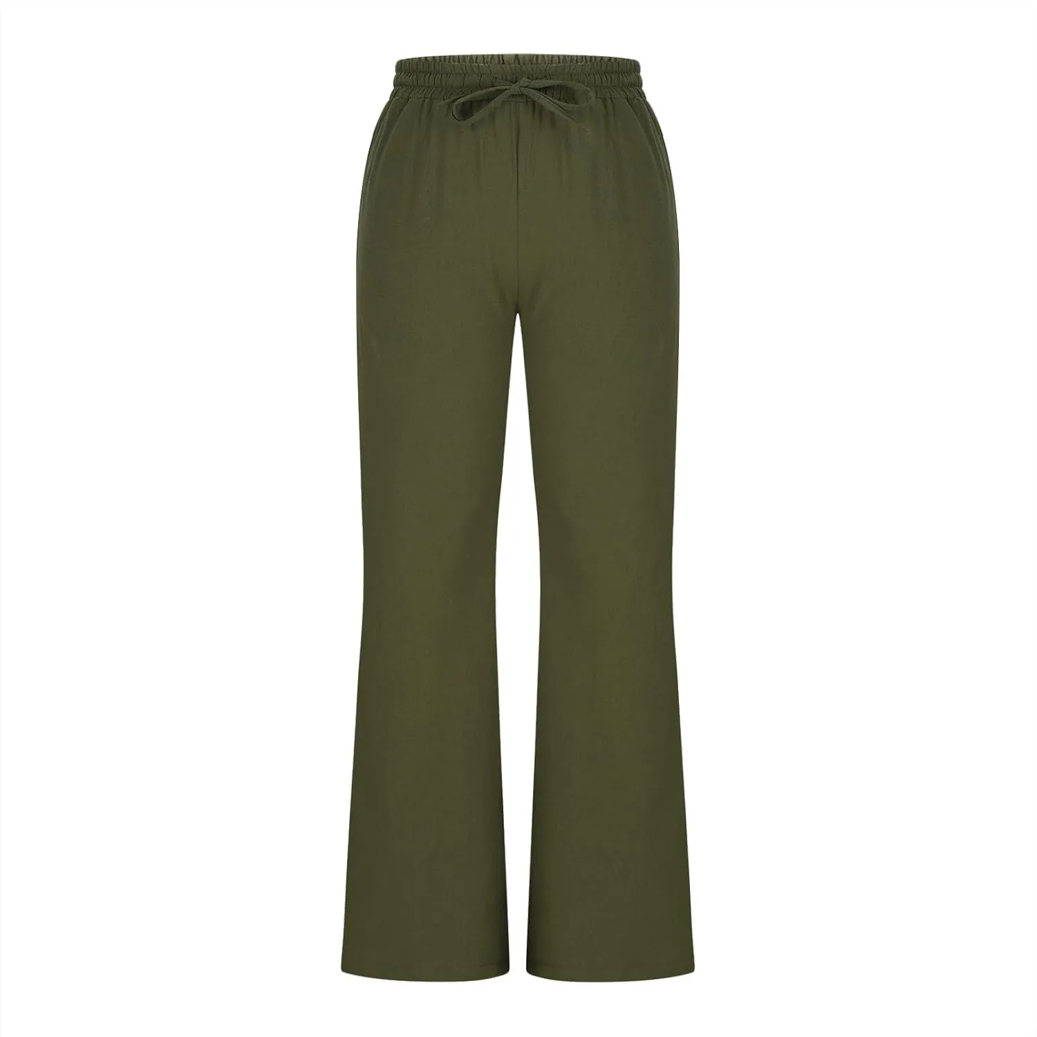 Cotton Linen Pants Women Summer Drawstring High Waisted Linen Palazzo Pants Wide Leg Lounge Pant Casual Beach Trousers
