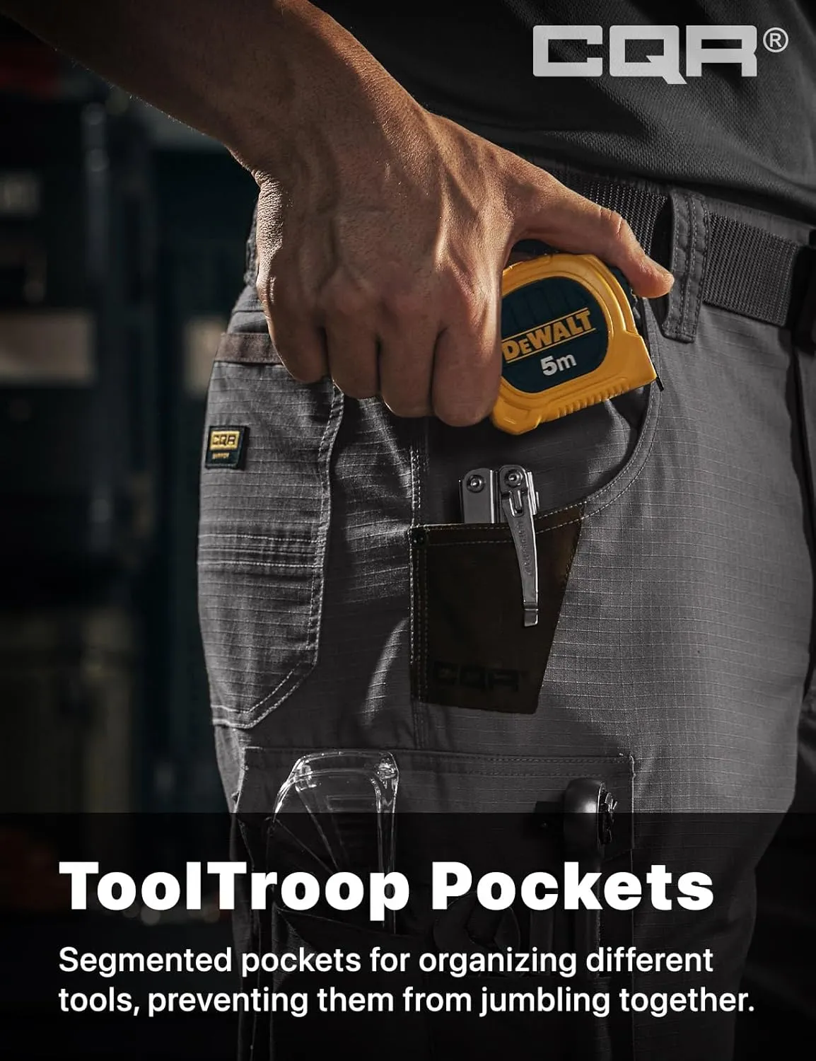 CQR Men's Quick Dry Work Pants, Water Resistant Outdoor Tactical Pants, Lightweight Stretch Cargo Hiking Pants