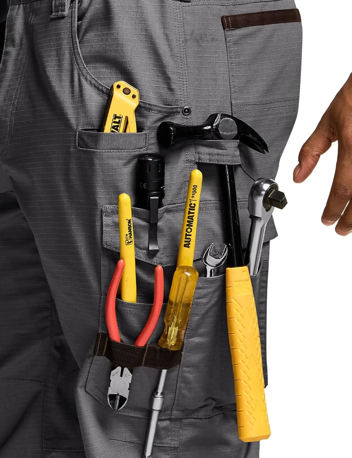 CQR Men's Quick Dry Work Pants, Water Resistant Outdoor Tactical Pants, Lightweight Stretch Cargo Hiking Pants
