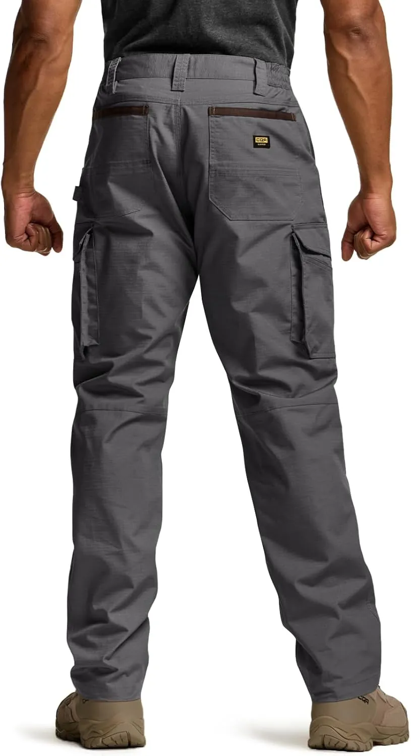 CQR Men's Quick Dry Work Pants, Water Resistant Outdoor Tactical Pants, Lightweight Stretch Cargo Hiking Pants