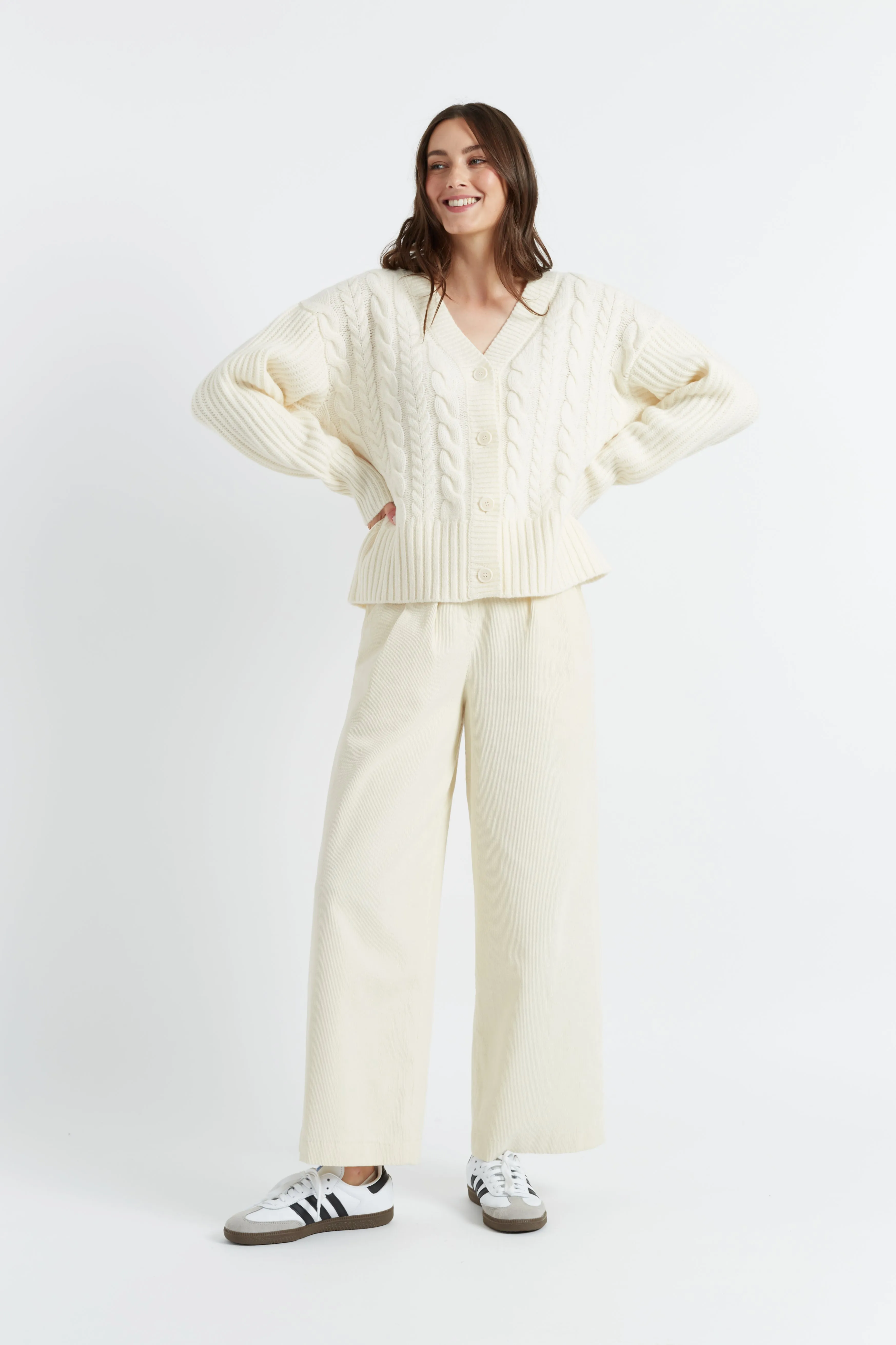 Cream Wool Aran Cardigan