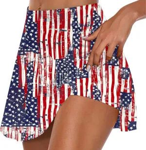 DDAPJ pyju Athletic Skorts for Women American Flag Print Patriotic Shorts High Waisted Golf Tennis Skirts 4th of July 2025
