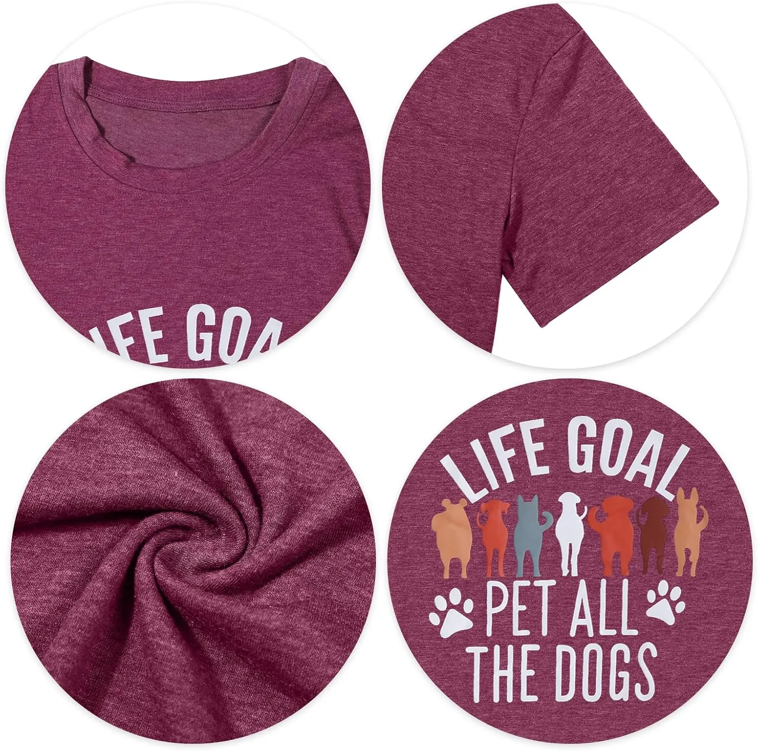 Dog Mom T-Shirt for Women - Pet Lover Shirt With Funny Saying Letter Print - All The Dogs Dog Mama Tee Top