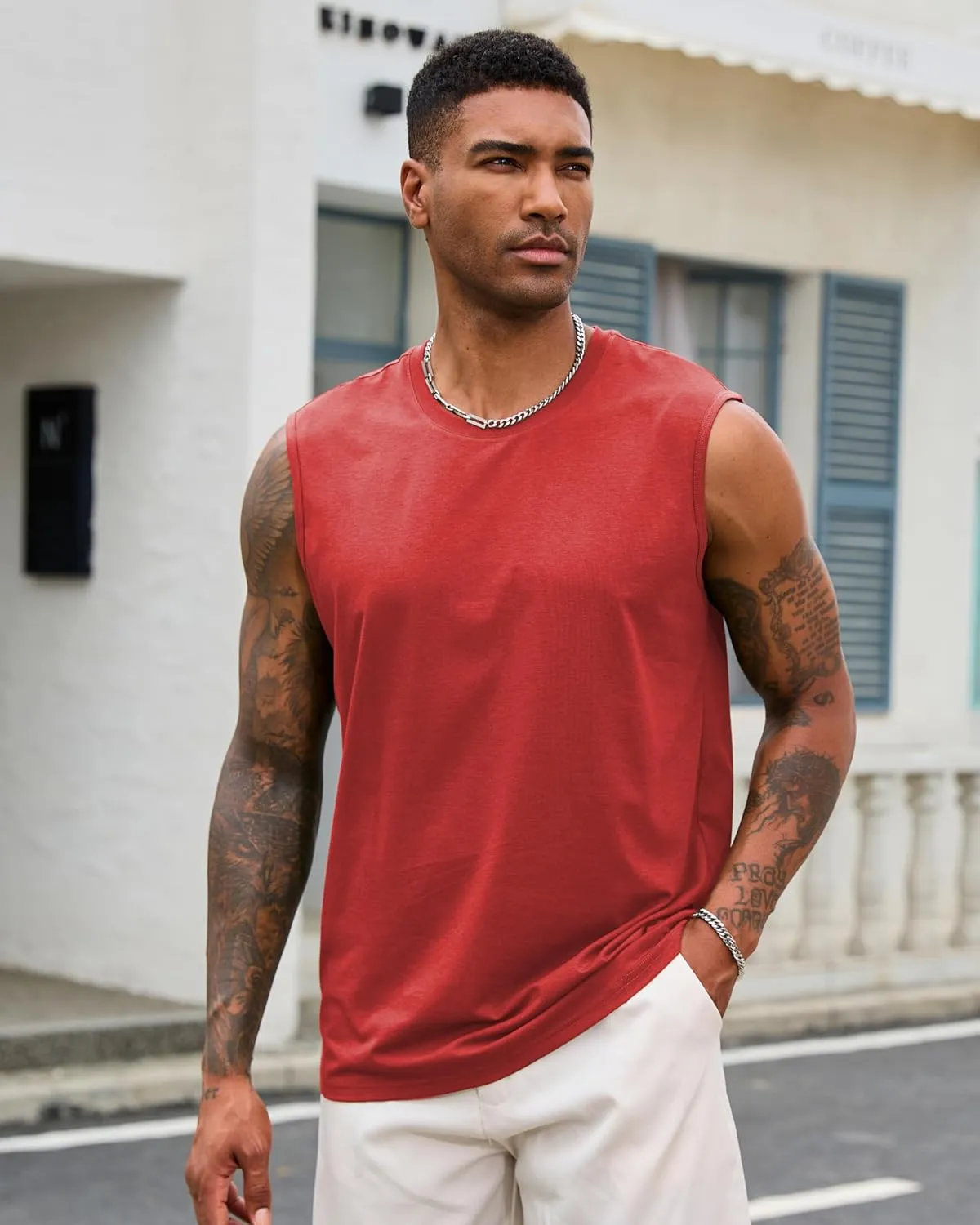 EKLENTSON Men's Tank Tops UPF 50  Sleeveless Shirt Lightweight Cooling Muscle Tee Sun Protection Quick Dry Workout Shirt