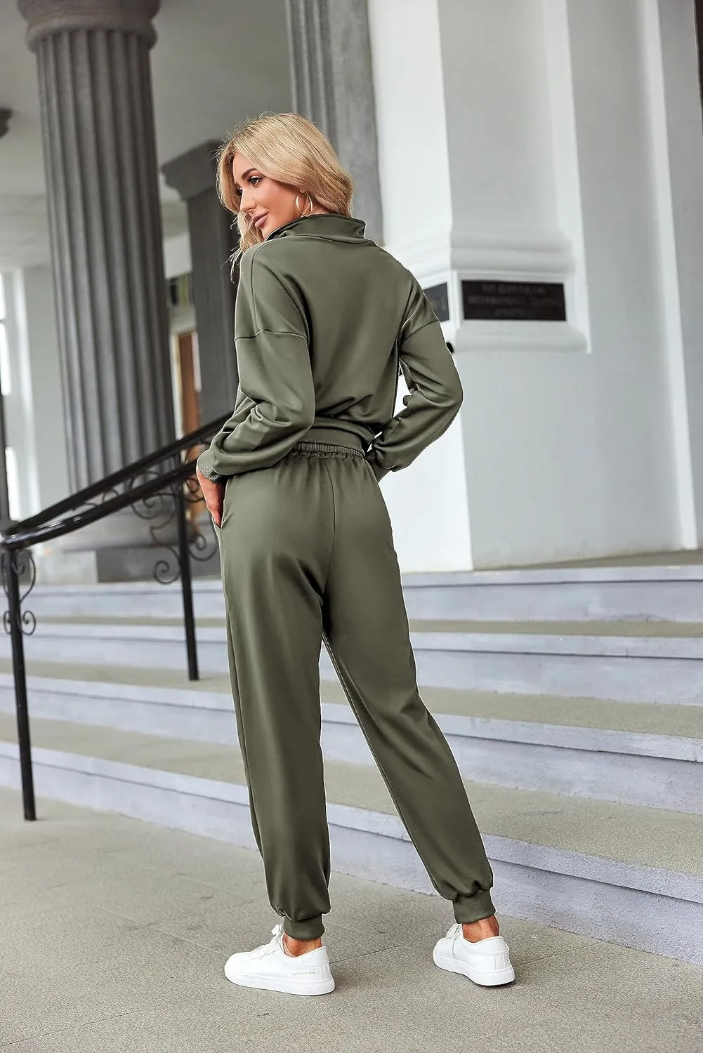 ELESOL Sweatsuits for Women Tracksuit Quarter 1/4 Zip Track Suits Set 2 Piece Outfits Casual Jogger Set