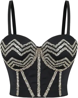Embroidered Sequin Camisole Tie-top Tank for Women
