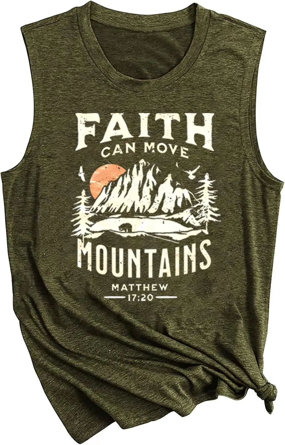 Faith Can Move Mountains Tank Top Women Christian Sleeveless Shirt Religious Faith Vest Shirt Camping Hiking Tee Tops