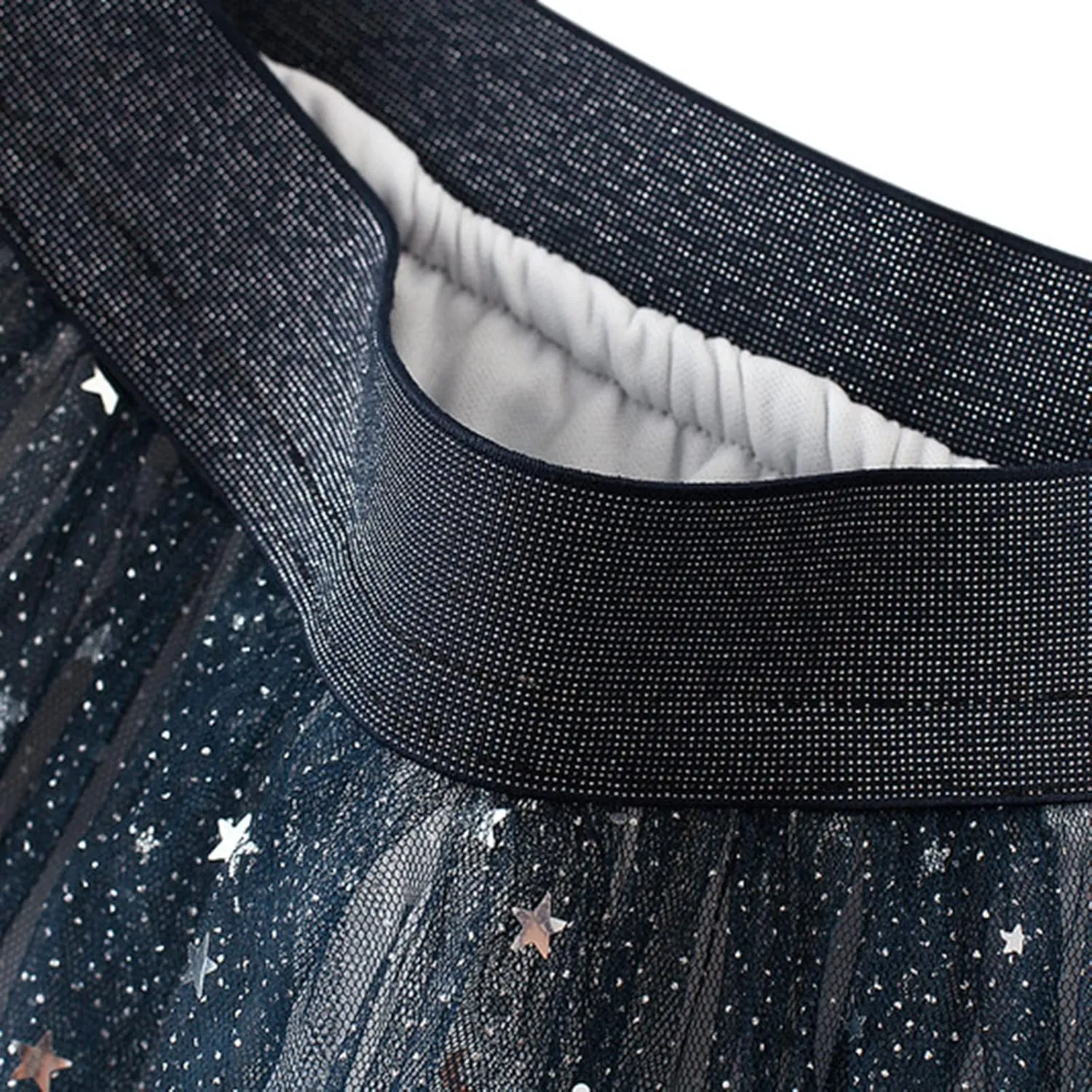 Fashion Women Summer Gradient Color Tulle Skirt High Waist Pleated Long Women Midi Skirts with Pockets Belt