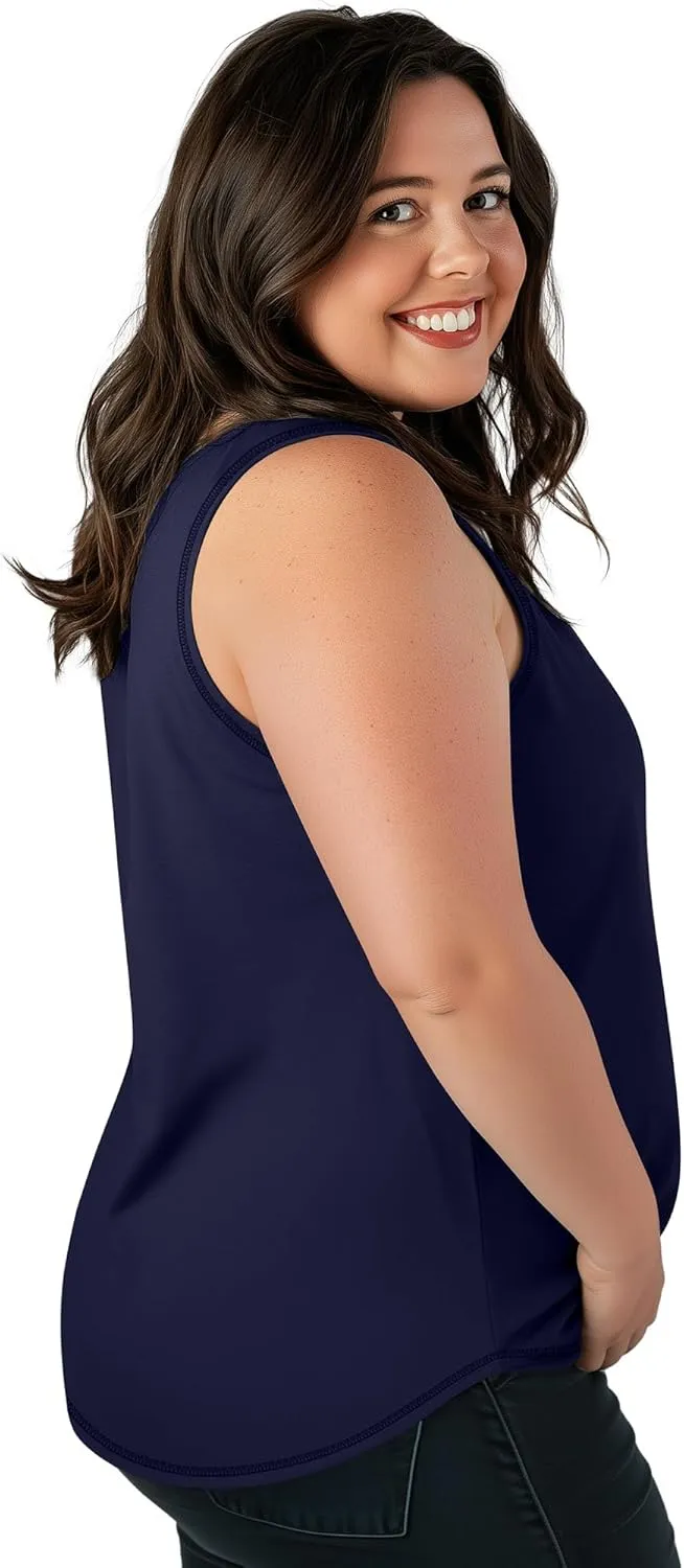 Ficerd 3 Pack Plus Size Women's Tank Top Deep V Neck Summer Shirt Cotton Loose Fit Top Sleeveless Casual Workout Shirts