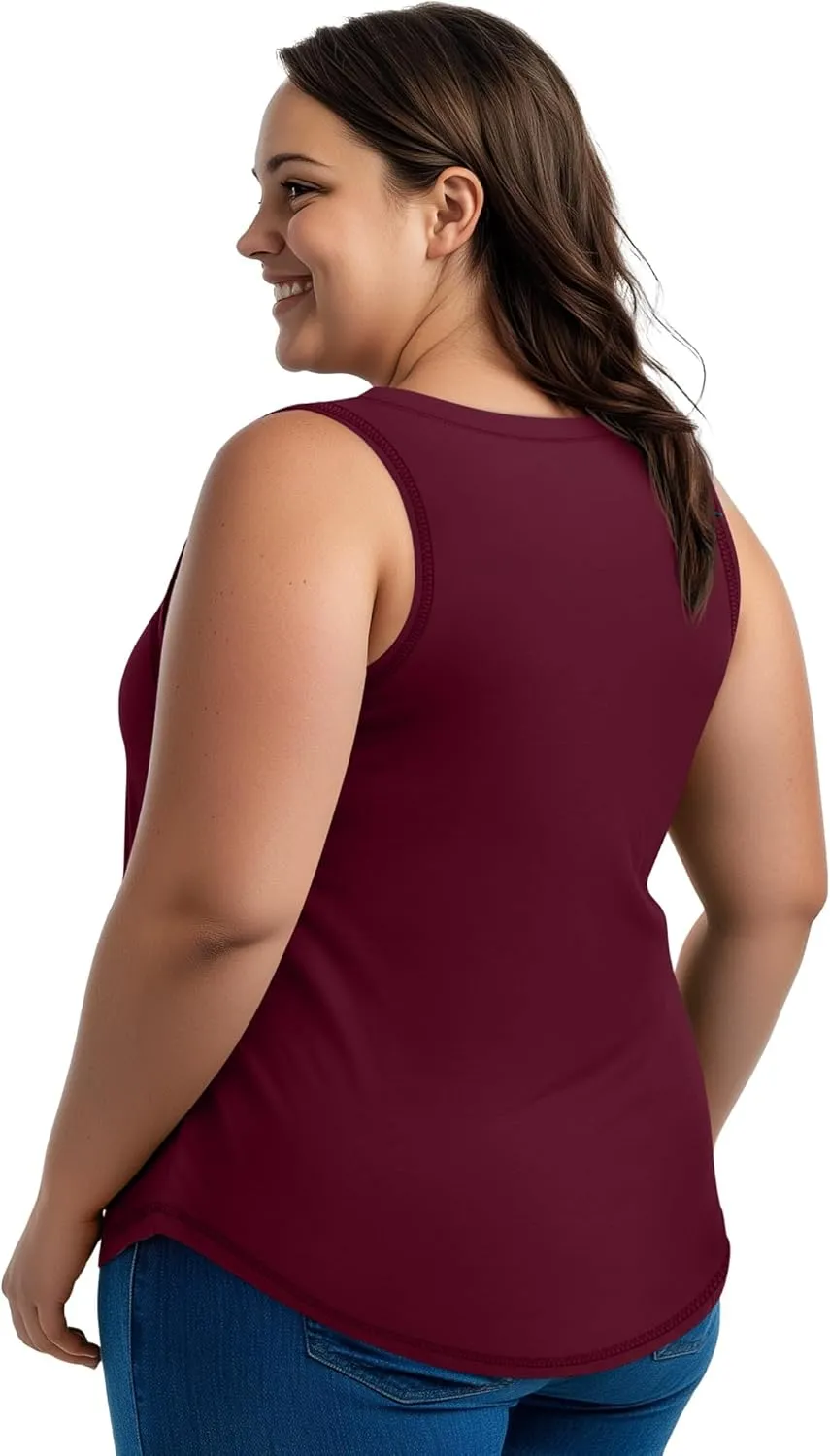 Ficerd 3 Pack Plus Size Women's Tank Top Deep V Neck Summer Shirt Cotton Loose Fit Top Sleeveless Casual Workout Shirts