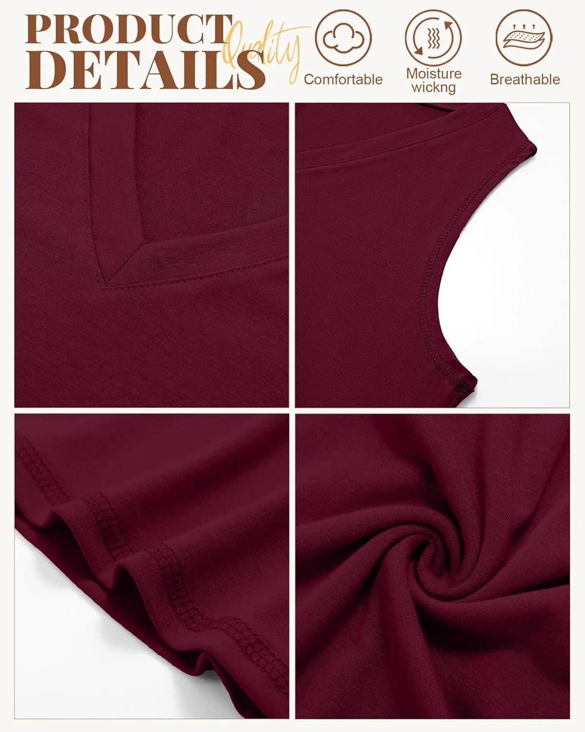 Ficerd 3 Pack Plus Size Women's Tank Top Deep V Neck Summer Shirt Cotton Loose Fit Top Sleeveless Casual Workout Shirts