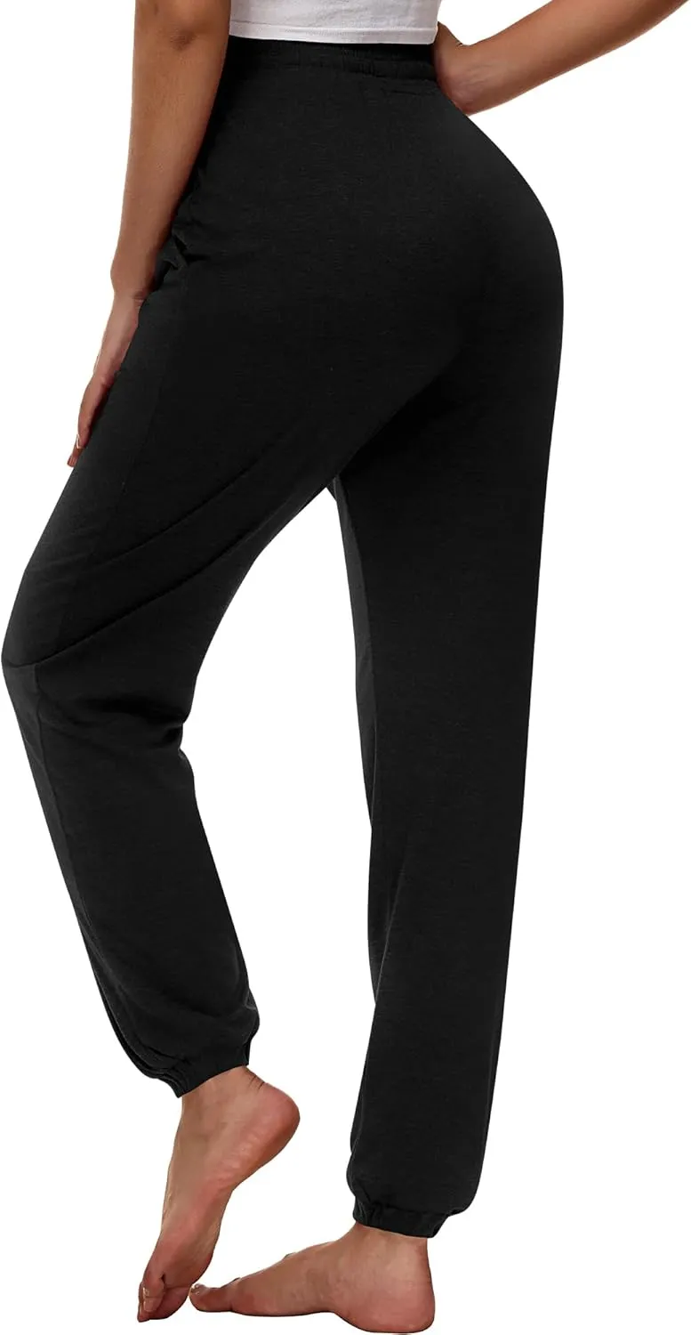 Ficerd 3 Pcs Women's Joggers Pants Casual Soft Sweatpants Lounge Pants High Waisted Athletic Joggers with Pockets