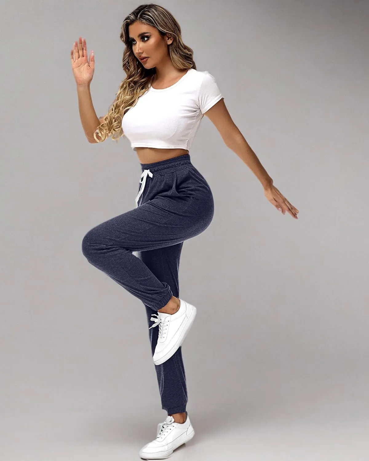 Ficerd 3 Pcs Women's Joggers Pants Casual Soft Sweatpants Lounge Pants High Waisted Athletic Joggers with Pockets