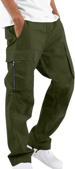 Finelylove Mens Wild Cargo Pants Lightweight Casual Hiking Pants Joggers Loose Fit Straight Workout Cargo Sweatpants