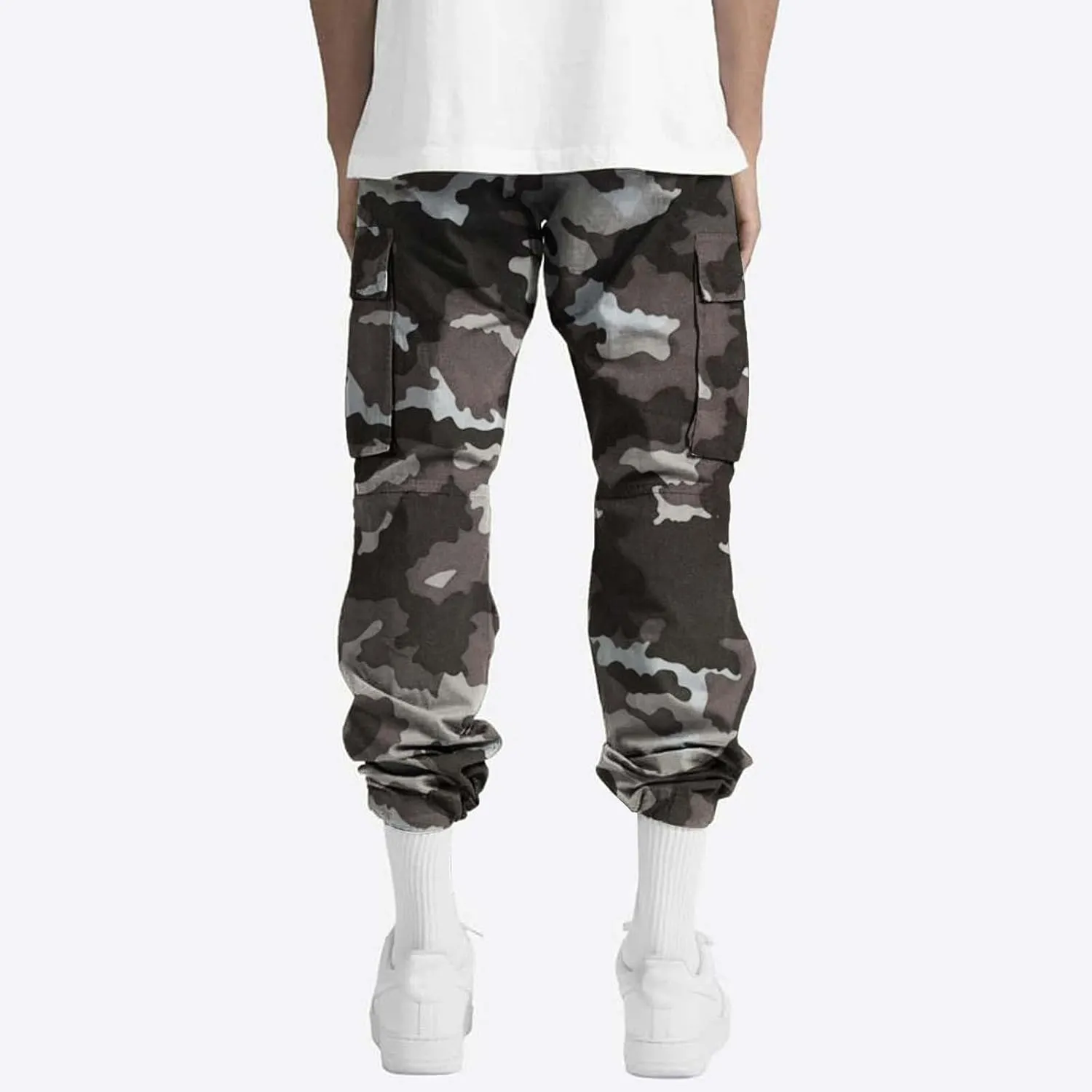 Fleece Pants for Men Men's Casual Camouflage Print Cargo Pants Drawstring Stretch Elastic Winter Warm Thick Track