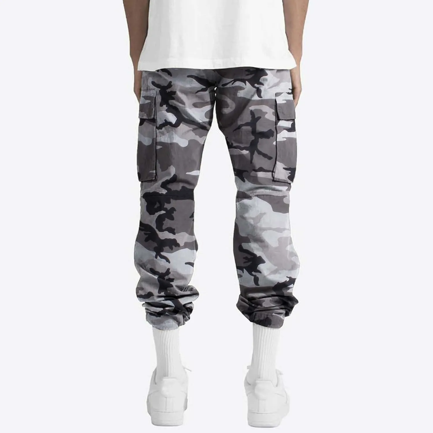 Fleece Pants for Men Men's Casual Camouflage Print Cargo Pants Drawstring Stretch Elastic Winter Warm Thick Track