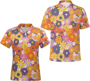 Funny Couple Golf Shirts,Matching Hawaiian Golf Shirt for Couple,Moisture Wicking Couple Polo Shirt for Men Women