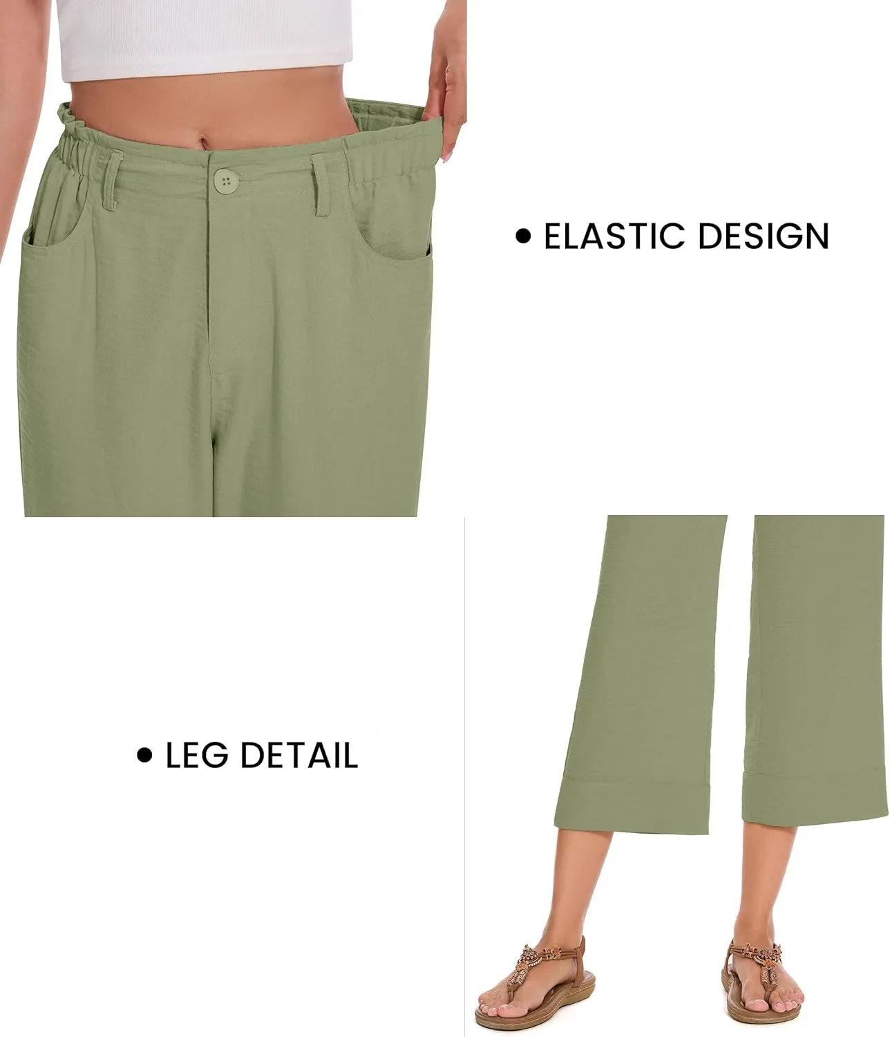 FUNYYZO Women Summer Capri Pants Trousers Pants Drawstring Waist Wide Leg Casual Loose Fit Dressy Pants