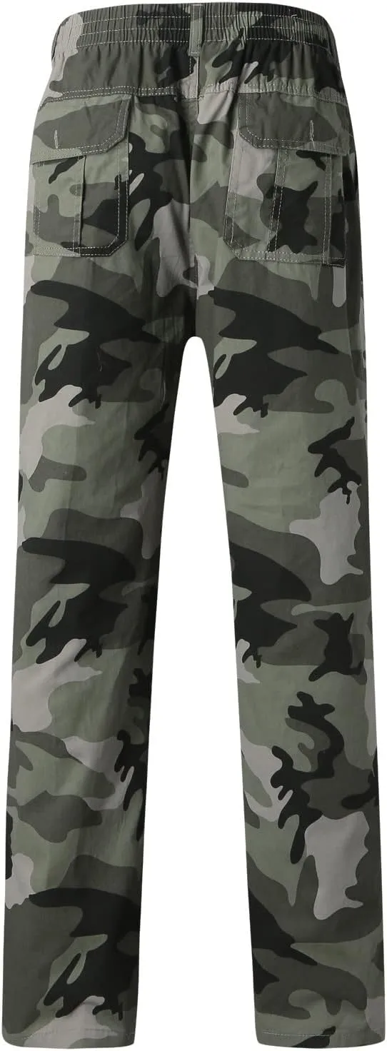 GIERIDUC Men's Fleece Cargo Sweatpants Big and Tall Cargo Pants for Men Half Long Half Short Pants Mens Wide Corduroy Pants