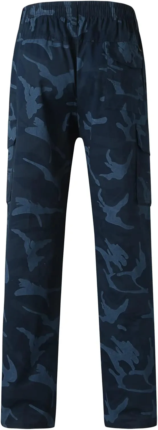 GIERIDUC Men's Fleece Cargo Sweatpants Big and Tall Cargo Pants for Men Half Long Half Short Pants Mens Wide Corduroy Pants