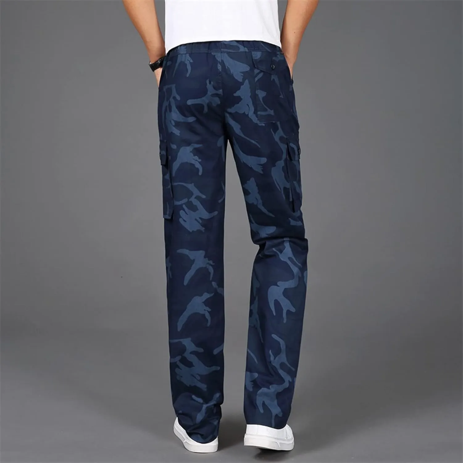 GIERIDUC Men's Fleece Cargo Sweatpants Big and Tall Cargo Pants for Men Half Long Half Short Pants Mens Wide Corduroy Pants