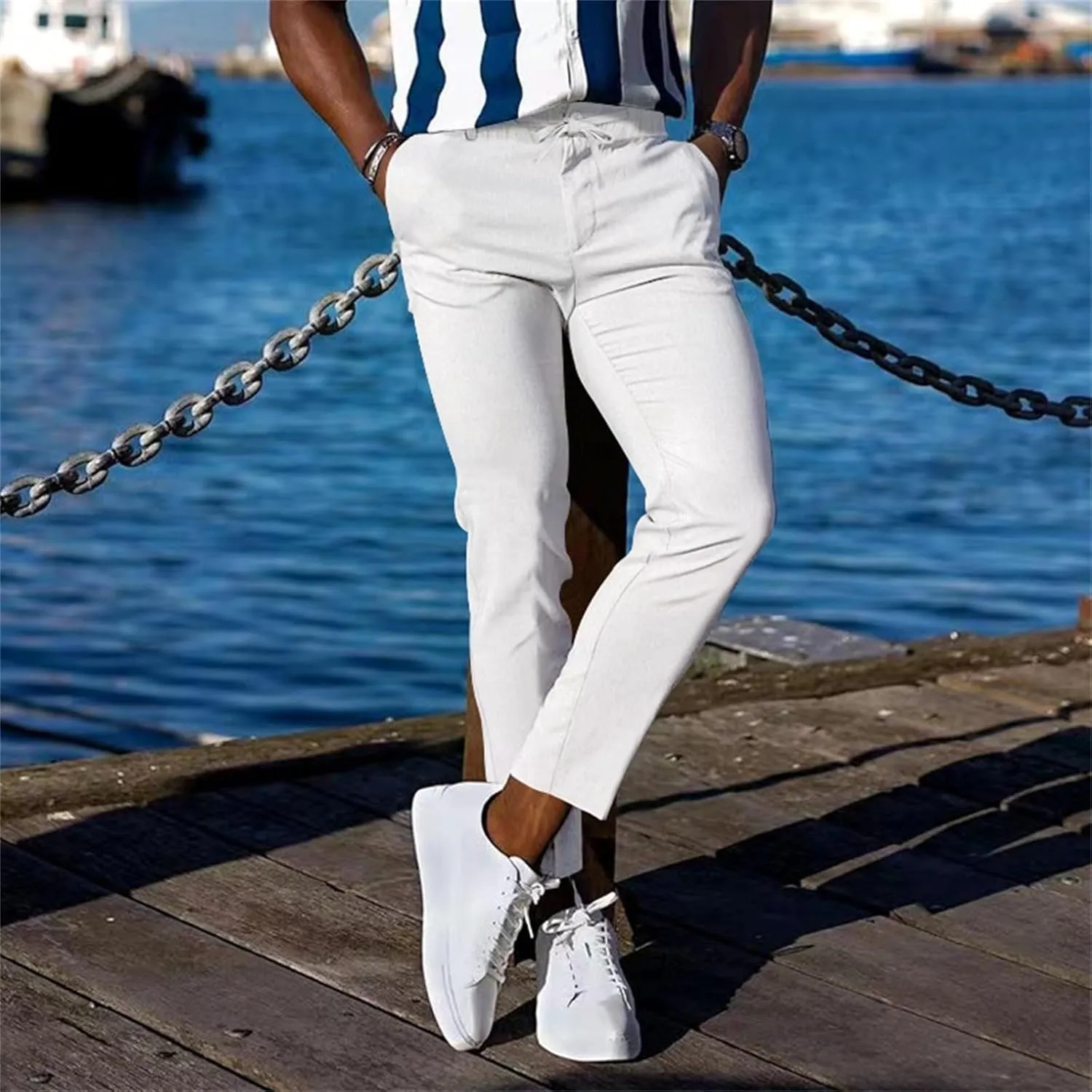 GIERIDUC Men's Linen Pants Casual Long Pants Summer Clothes for Men Fashion Best Jogger Pants for Men for Men