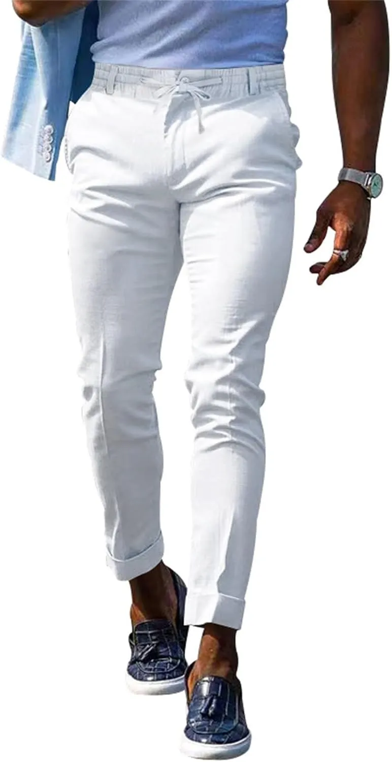 GIERIDUC Men's Linen Pants Casual Long Pants Summer Clothes for Men Fashion Best Jogger Pants for Men for Men