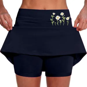 Golf Skirts for Women with Pockets High Waisted Workout Tennis Skorts with Shorts 2 in 1 Midi Skort Skirt Tummy Control