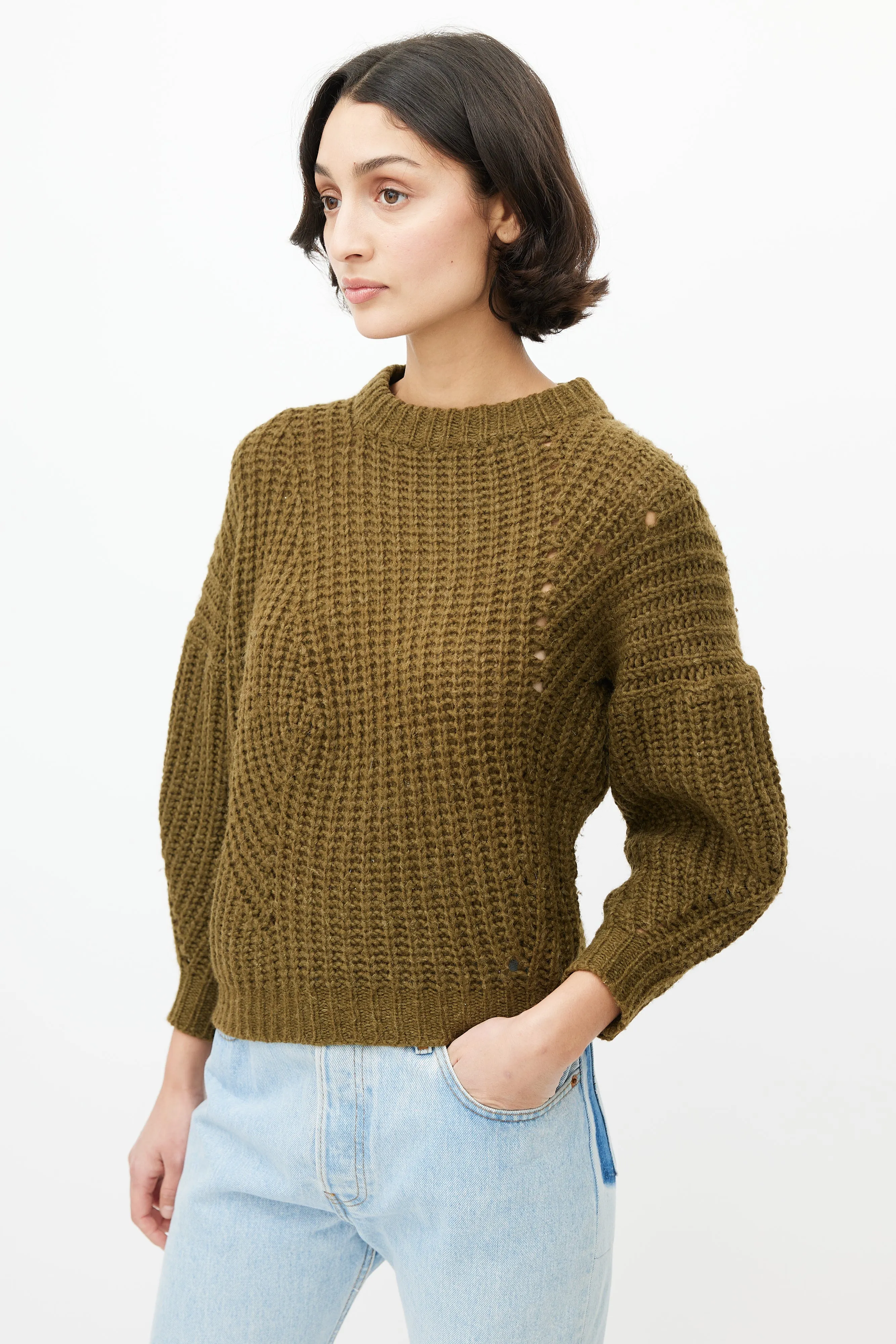 Green Knit Wool Sweater