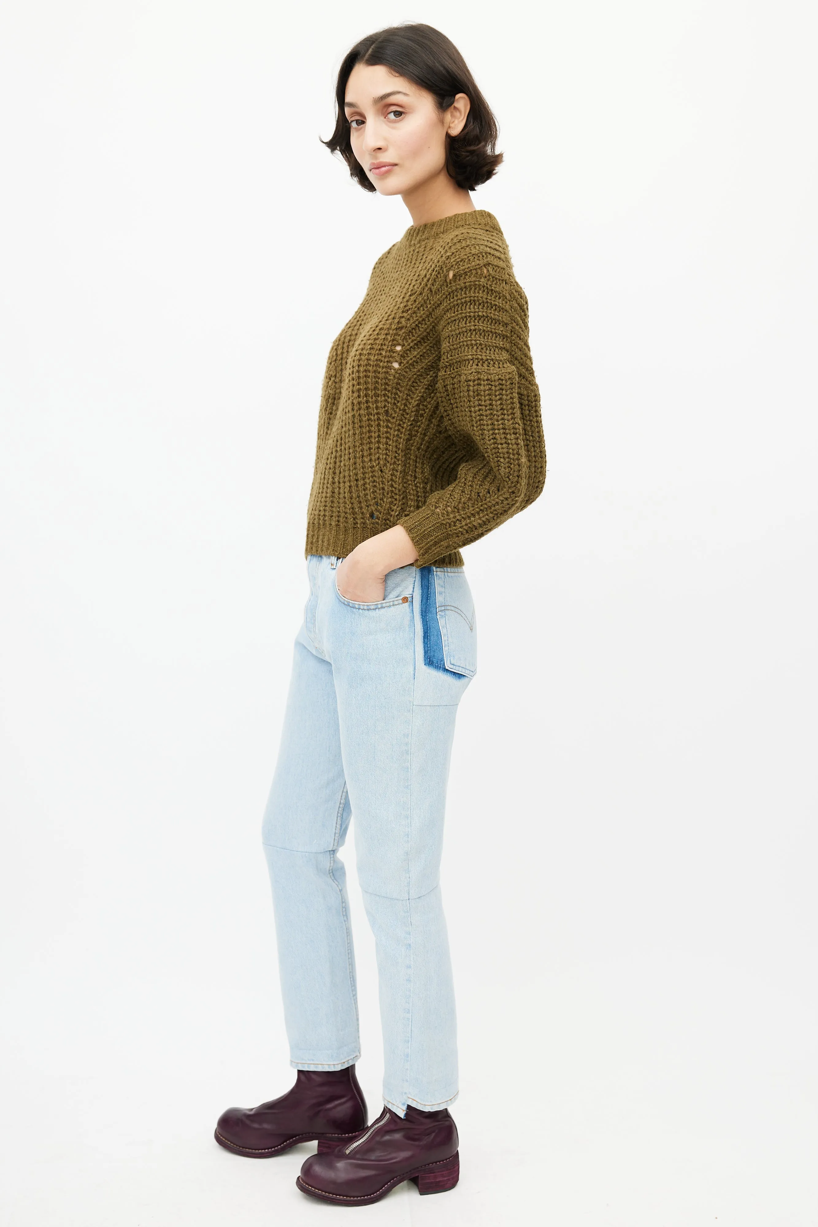 Green Knit Wool Sweater