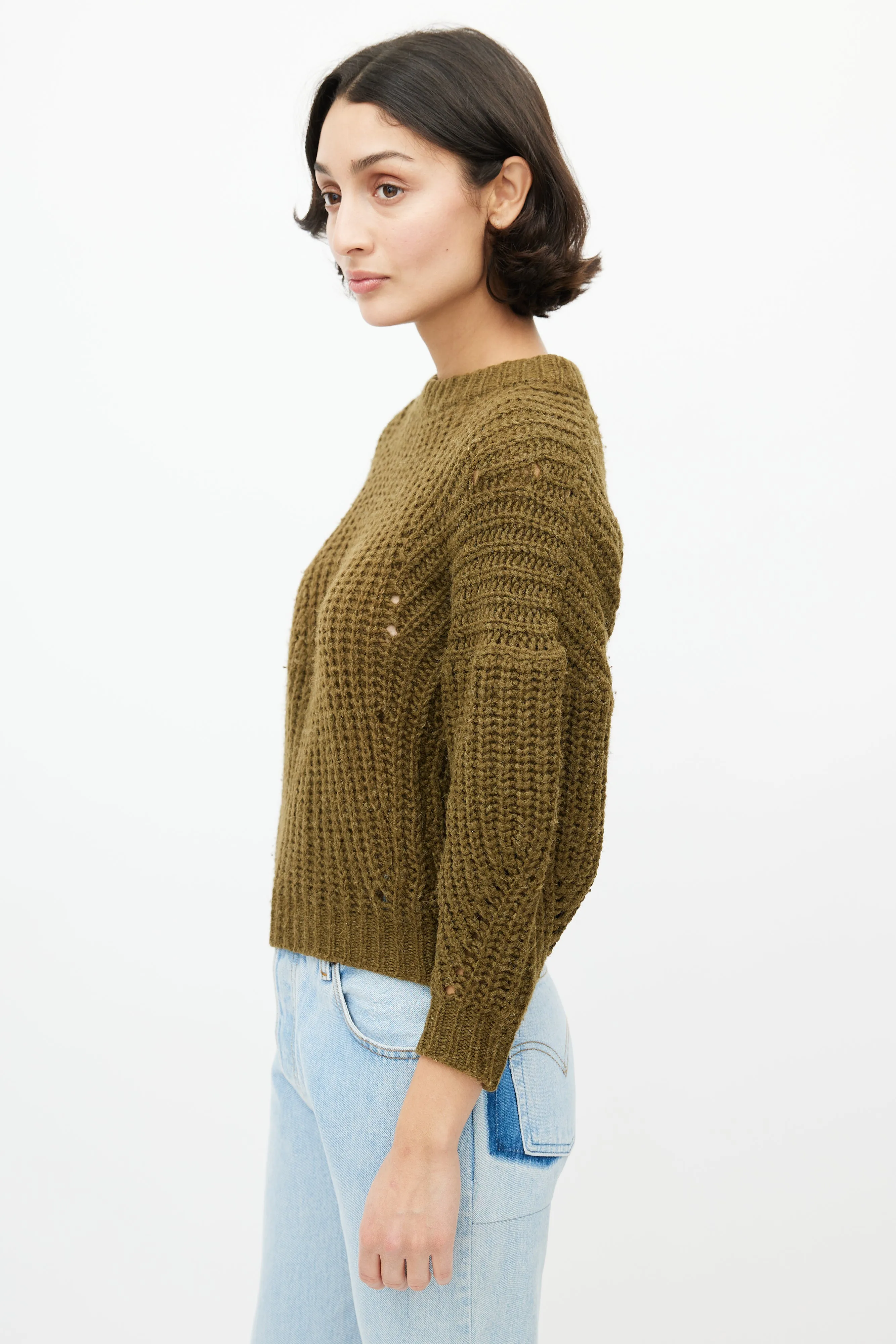 Green Knit Wool Sweater