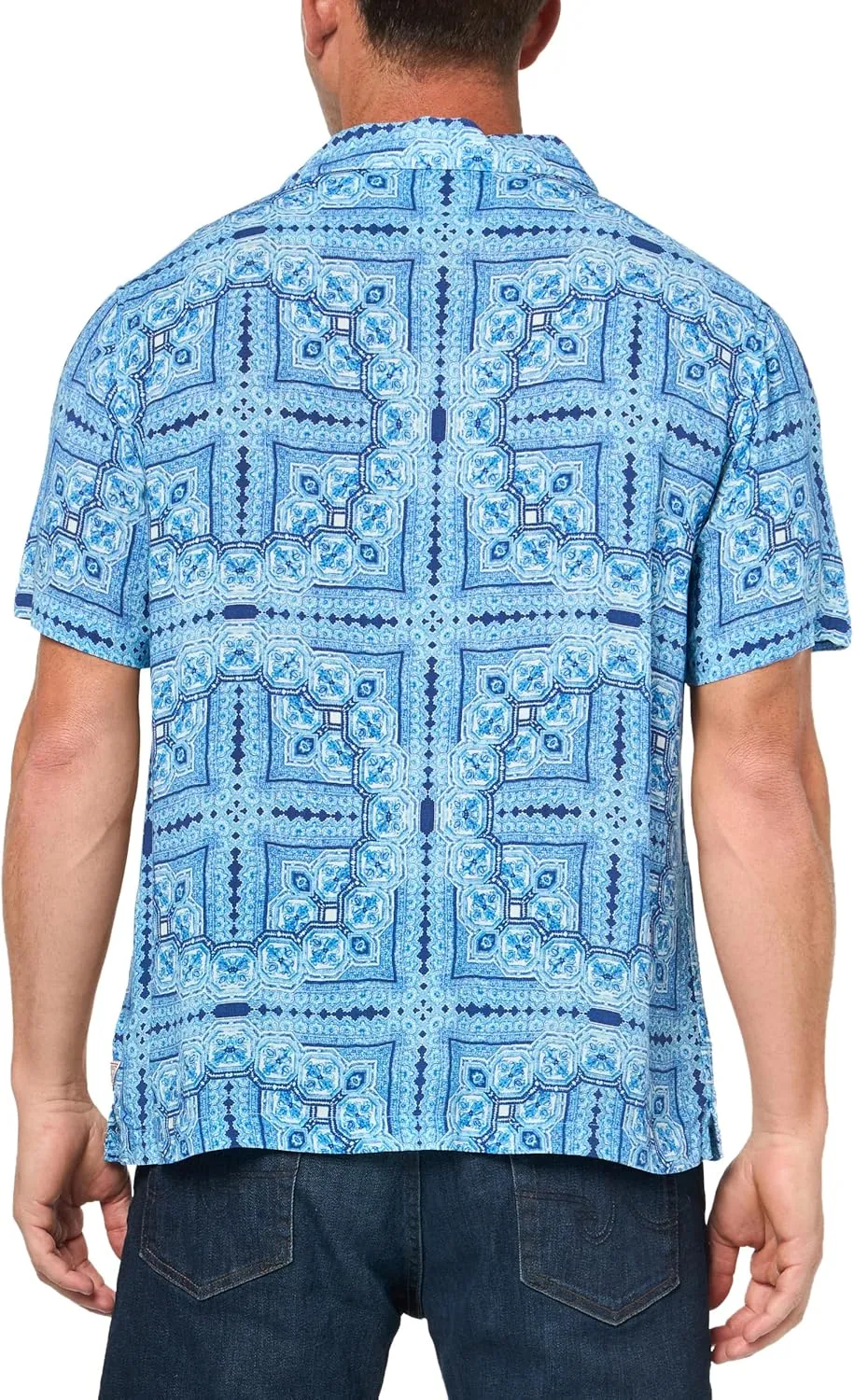 GUESS Men's Eco Rayon Tile Shirt