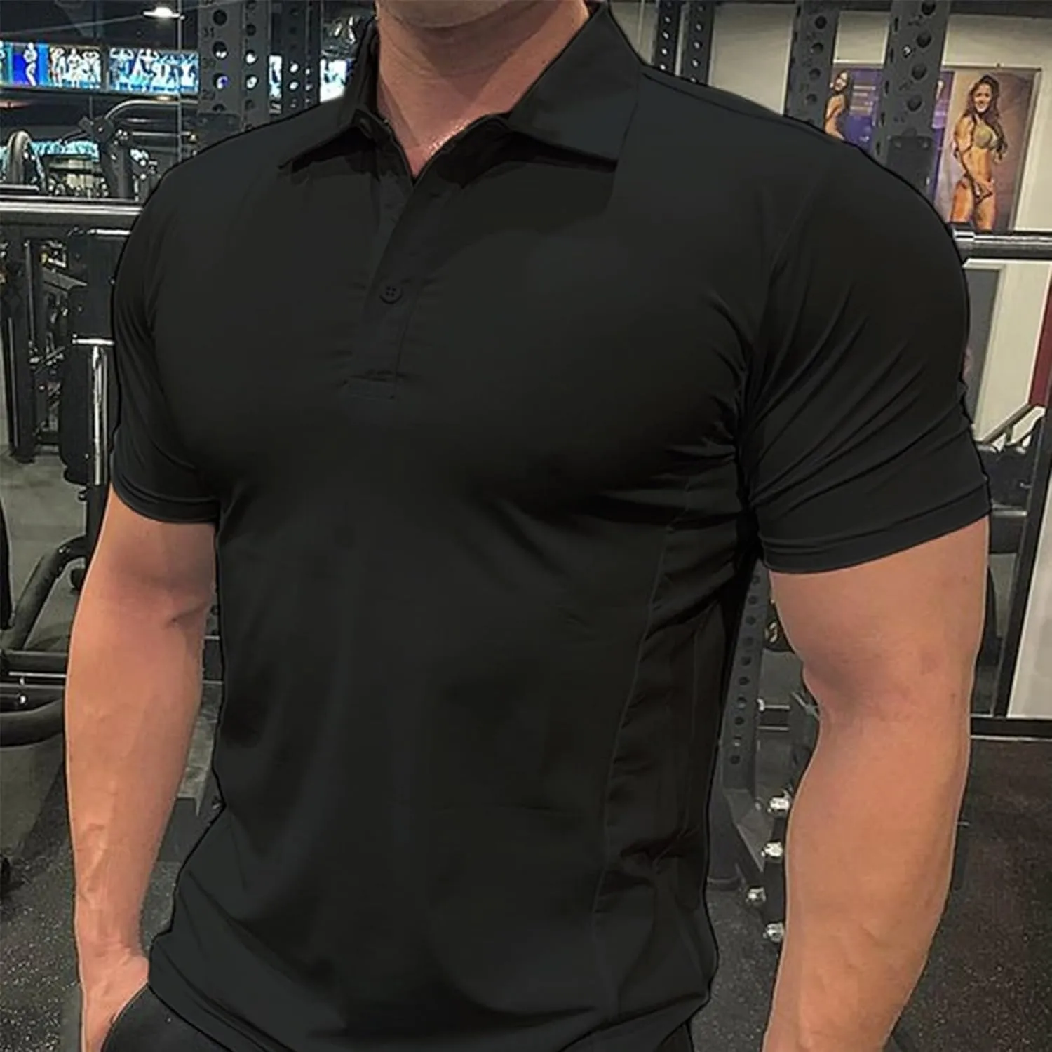 GYMELITE Men's Golf Polo Shirt Short & Long Sleeve Polo Shirts Dry Moisture Wicking Performance Outdoor Casual Collar Shirt