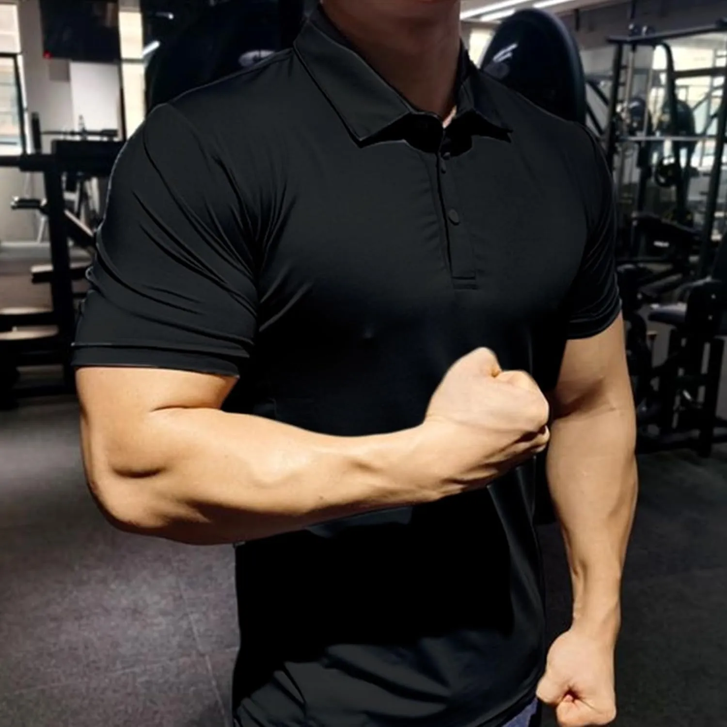 GYMELITE Men's Golf Polo Shirt Short & Long Sleeve Polo Shirts Dry Moisture Wicking Performance Outdoor Casual Collar Shirt