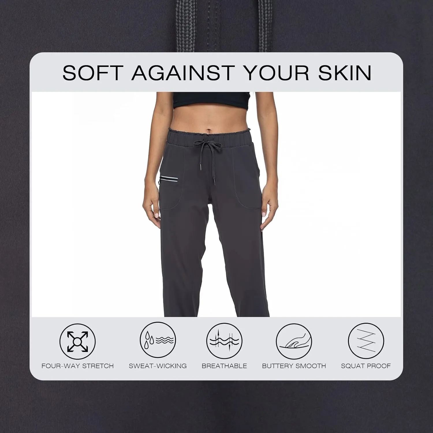 Haowind Joggers for Women with Pockets Elastic Waist Workout Sport Gym Pants Comfy Lounge Yoga Running Pants
