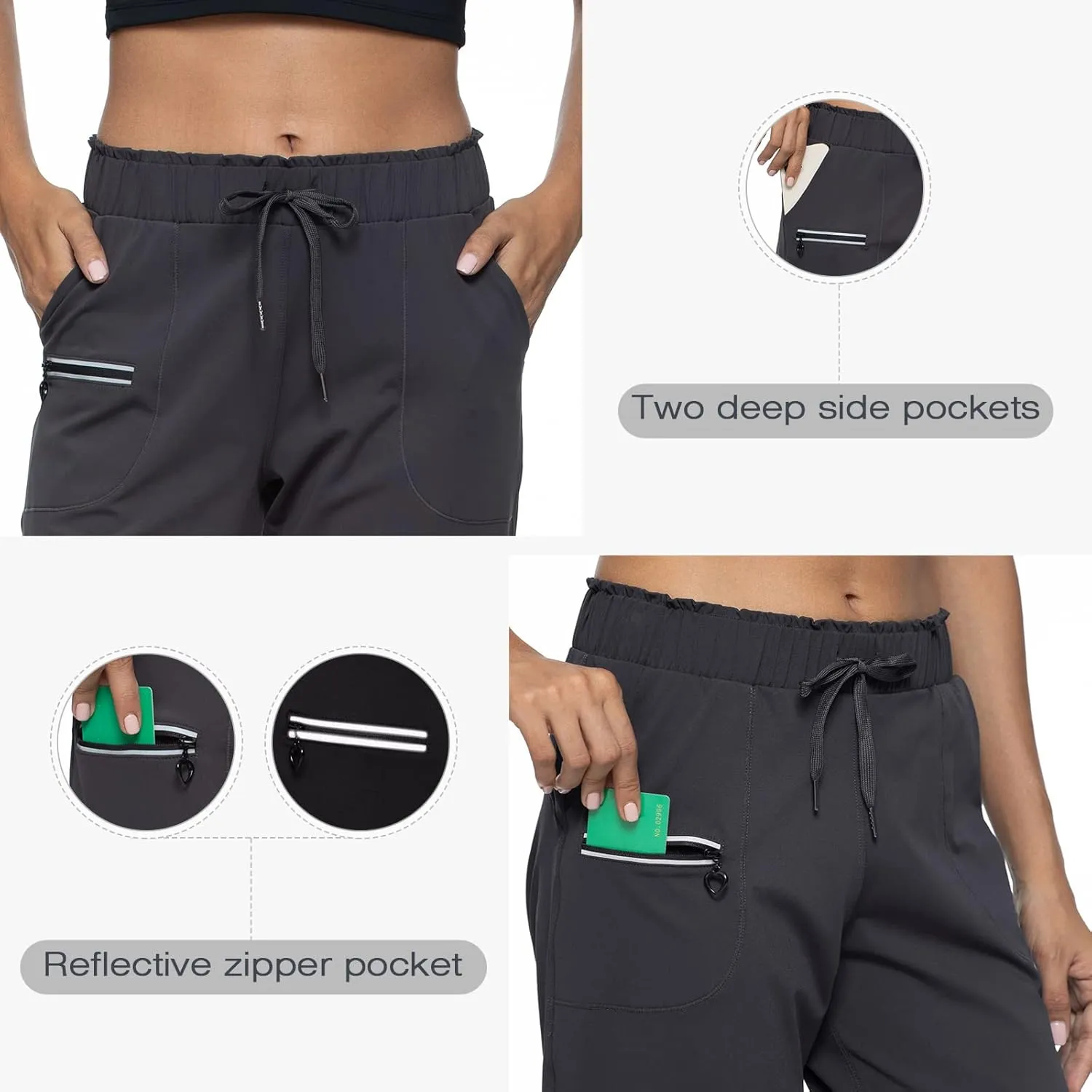 Haowind Joggers for Women with Pockets Elastic Waist Workout Sport Gym Pants Comfy Lounge Yoga Running Pants