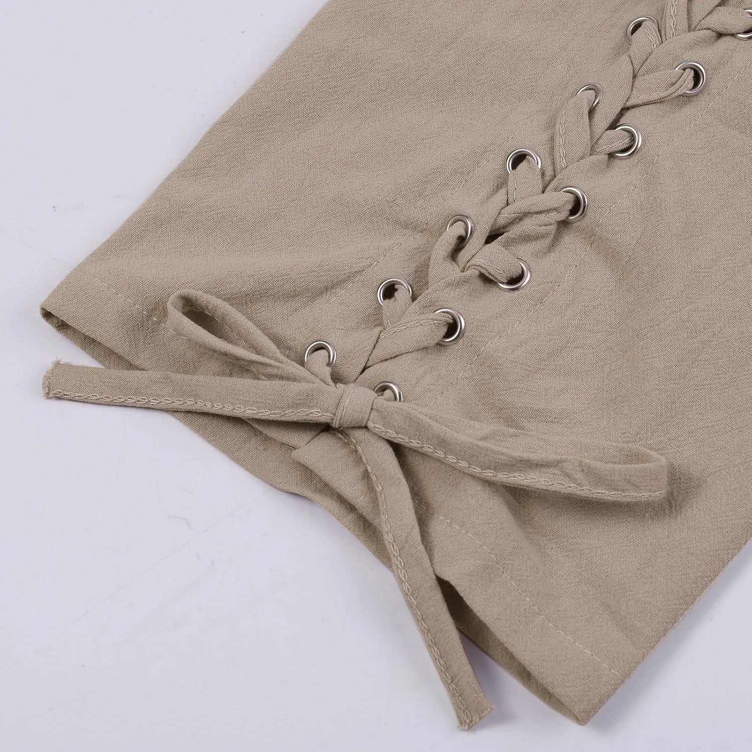 Hawaii Beach Pants for Women Casual Elastic High Waist Drawstring Pants Tropical Solid Color Summer Linen Trousers