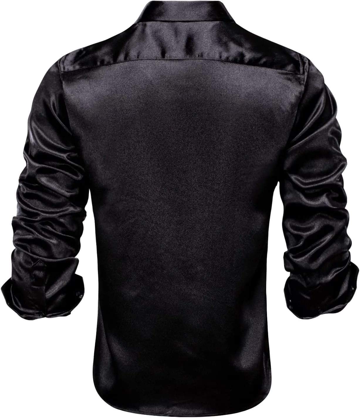 Hi-Tie Mens Long Sleeve Dress Shirt Satin Button Down Casual Prom Wedding Regular Fit Button Up Shirt