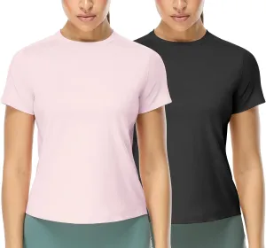 icyzone Women's Short Sleeve Workout T-Shirt Breathable Quick Dry Athletic Gym Running Tops Yoga Exercise Tees Shirt