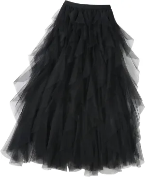 Irregular Mesh Half Length Skirt Women's Spring and Summer Multilayer Cake Skirt Poached Womens Long