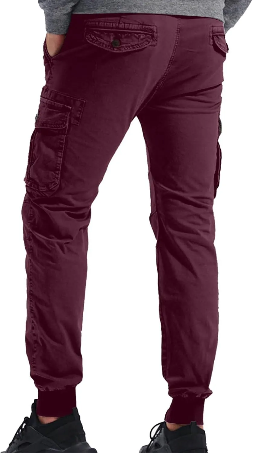 Joggers for Men Casual Solid Pants Leggings Trousers Tooling Multi-Pocket Men's Color Men's Pants Slim Fit Track