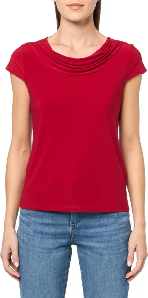 Kasper Women's Cowl Neck, Cap Sleeve Jersey Top