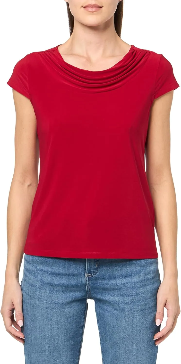 Kasper Women's Cowl Neck, Cap Sleeve Jersey Top