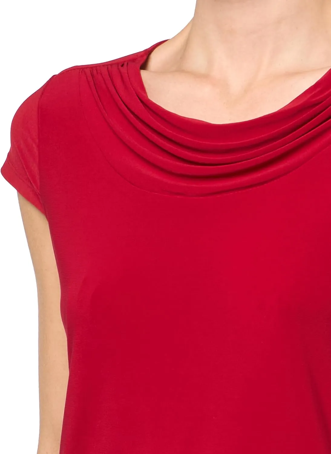 Kasper Women's Cowl Neck, Cap Sleeve Jersey Top