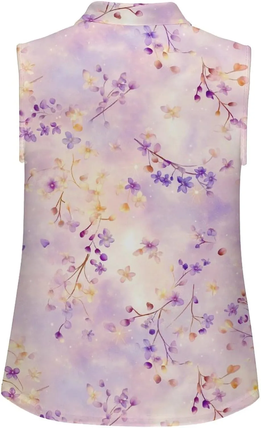 KIDVOVOU Womens Golf Shirt Sleeveless Hawaiian Floral Print Polo Shirts Collared Lightweight Tennis Athletic Tank Top