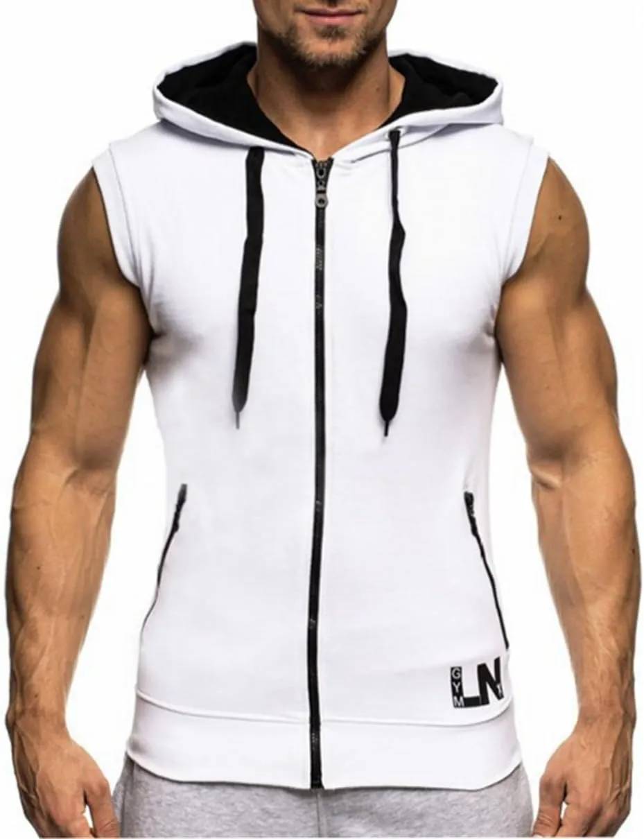 LemonGirl Men's Bodybuilding Sleeveless Hoodie Gym Tank Top