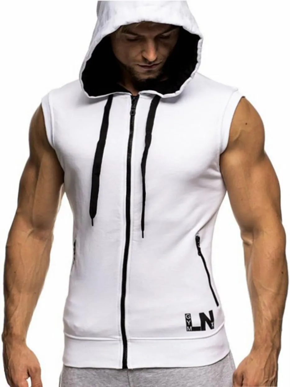 LemonGirl Men's Bodybuilding Sleeveless Hoodie Gym Tank Top